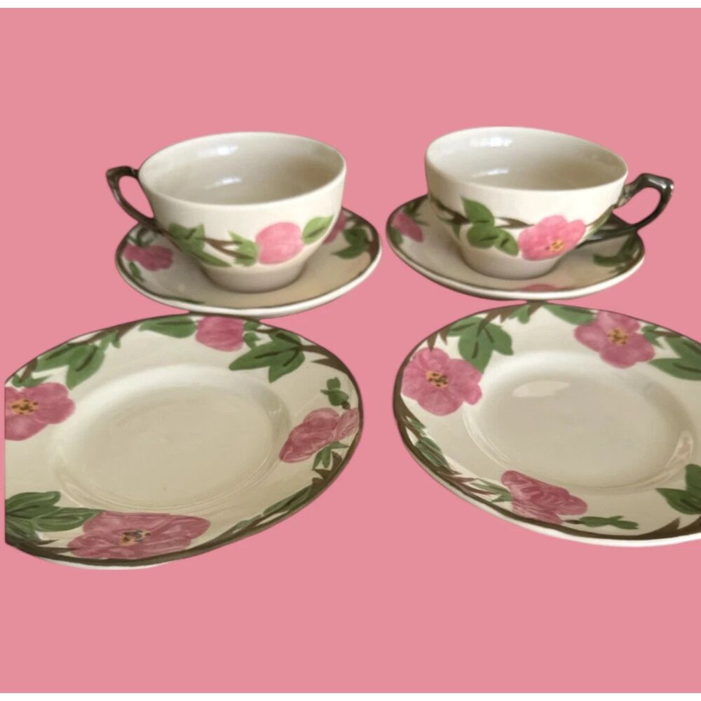 Franciscan Desert Rose 3-Piece Place Settings x2 Teacup Saucer 6" Plate Set